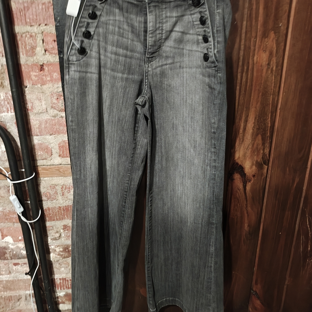 White House Black Market Charcoal Wide-Leg Jeans